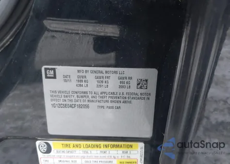 2012 Chevrolet Malibu 1Lt z USA, uszkodzony, nr VIN 1G1ZC5E04CF182056